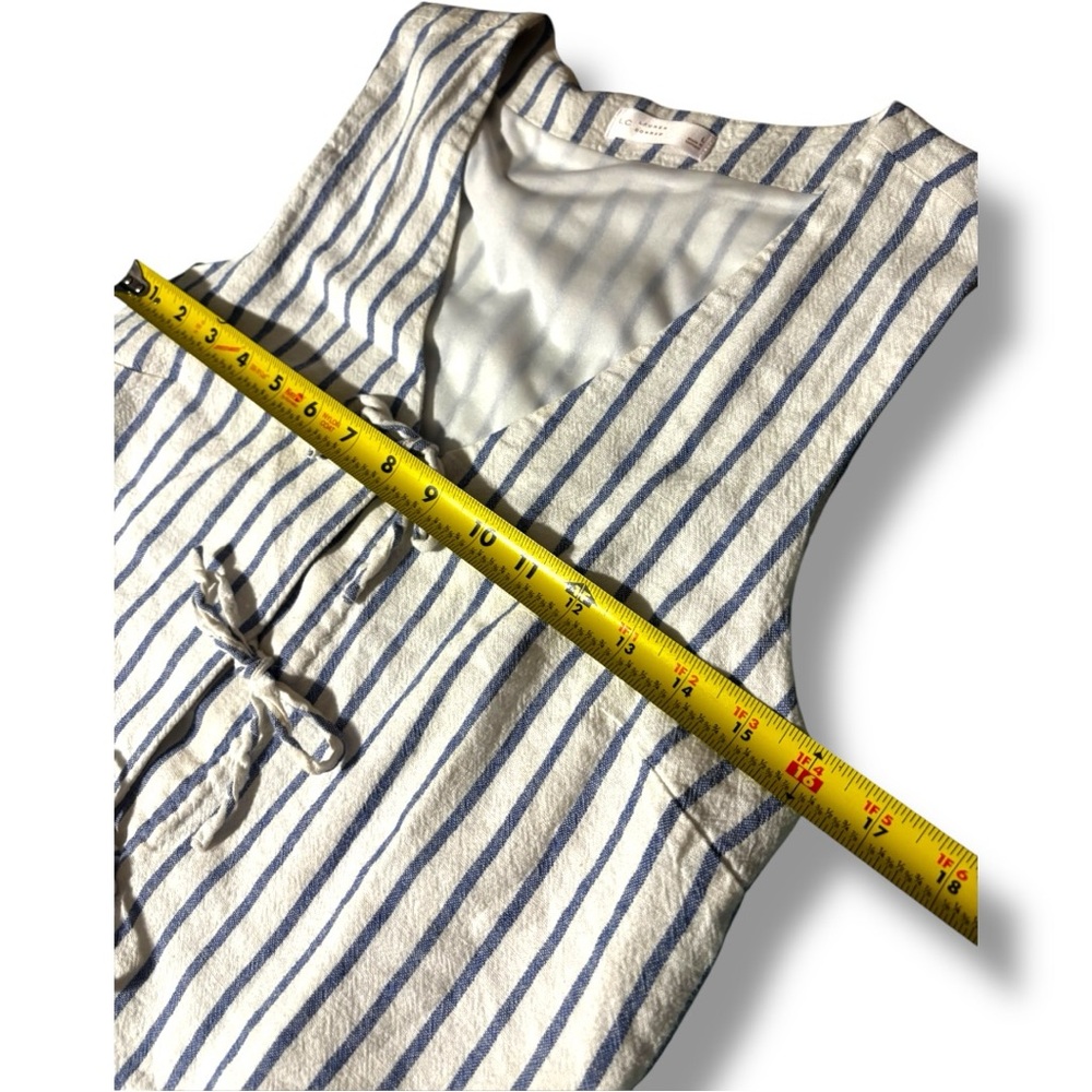 Lauren Conrad 2-Piece White and Blue Striped Lightweight Tie Up Top & Bottom Set - Picture 12 of 16